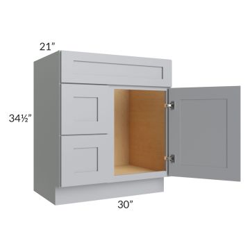 Asheville Grey Shaker 30" Vanity Sink Base Cabinet (Drawers on Left)