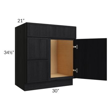 Township Rift Black Oak 30" Vanity Sink Base Cabinet (Drawers on Left)