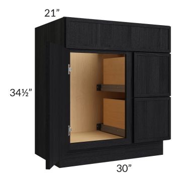 Township Rift Black Oak 30" Vanity Sink Base Cabinet (Drawers on Right)