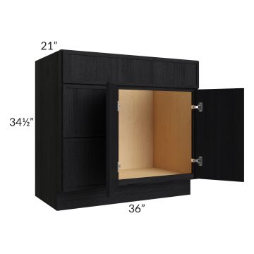 Township Rift Black Oak 36" Vanity Sink Base Cabinet (Drawers on Left)