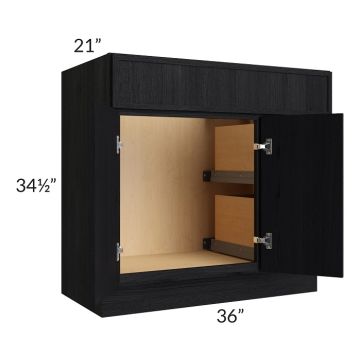 Township Rift Black Oak 36" Vanity Sink Base Cabinet (Drawers on Right)