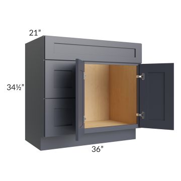 Midtown Indigo Shaker 36" Vanity Sink and Drawer Combo (Drawers on Left)