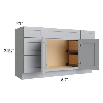 Asheville Grey Shaker 60" Vanity Sink Base Cabinet
