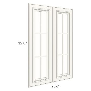Signature Vanilla Glaze 24x36 Mullion Glass Doors Only with Glass Included 