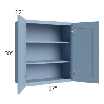 Sky Blue Shaker 27x30 Wall Cabinet
