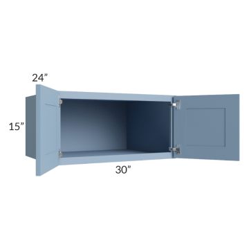 Sky Blue Shaker 30x15x24 Wall Cabinet