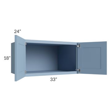 Sky Blue Shaker 33x18x24 Wall Cabinet