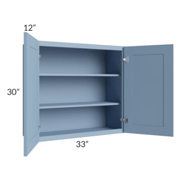 Sky Blue Shaker 33x30 Wall Cabinet