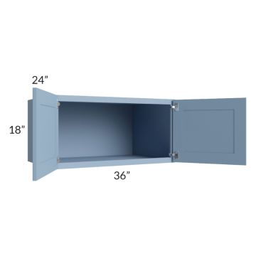 Sky Blue Shaker 36x18x24 Wall Cabinet