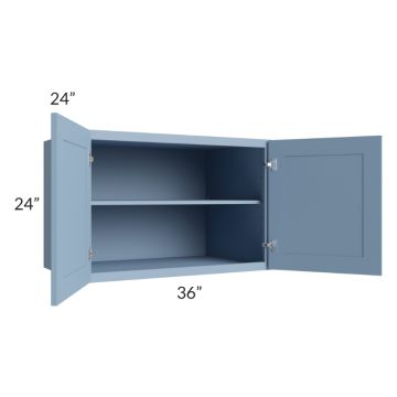 Sky Blue Shaker 36x24x24 Wall Cabinet