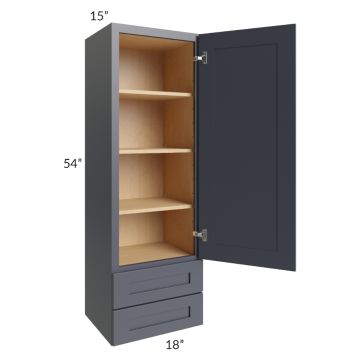 Midtown Indigo Shaker 18x54x15 Wall Cabinet with Drawers