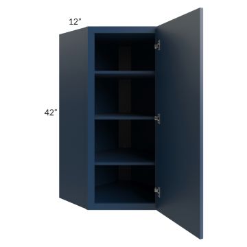 Portland Navy Blue 24x42 Wall Diagonal Corner Cabinet 