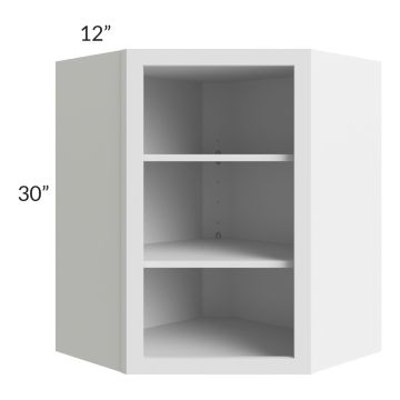 Asheville White Shaker 24x30 Wall Diagonal Corner Open Cabinet