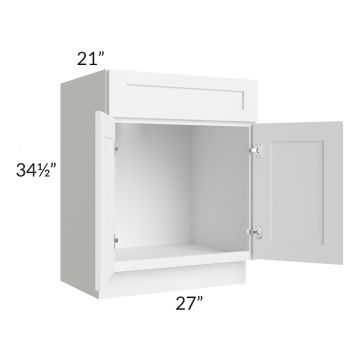 Frosted White Shaker 27" Vanity Sink Base Cabinet