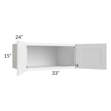 Frosted White Shaker 33x15x24 Refrigerator Wall Cabinet 